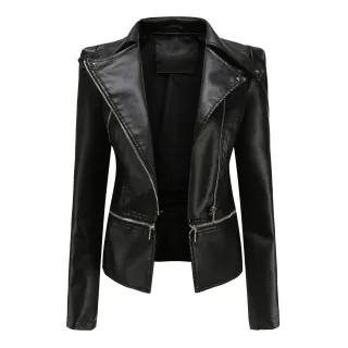 Motorcycle Leather Jacket - Black
