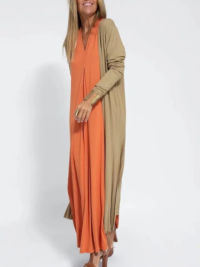 European And American Fashion New Style Solid Color Long Sleeve Long Slit Trench Coat Light Brown - Shop at LoveMi