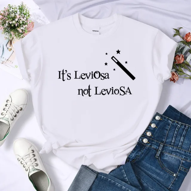Magic Letter Print Short sleeve T shirt Top White - Shop at LoveMi