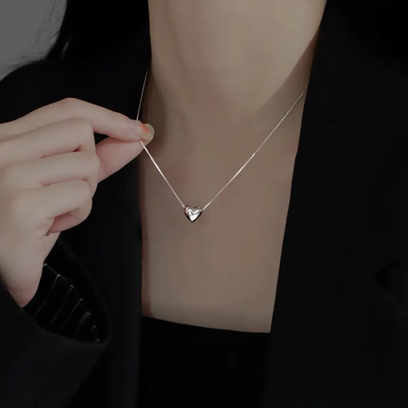 S925 Sterling Silver Loving Heart Necklace Female