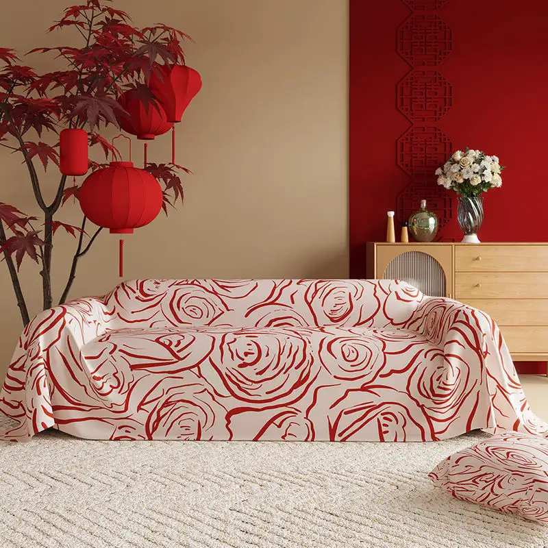 New Chinese Wedding High-grade Red Festive Non-slip Sofa Cover