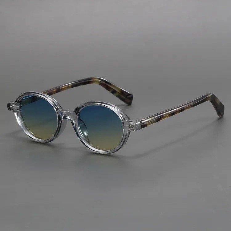 Retro Oval Black Frame Sun Shade Glasses - Image 2