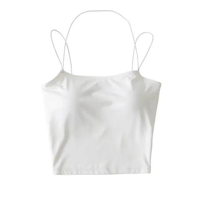 Women's Fashion Simple Pure Color Halter Slim fit Crop top White - Shop at LoveMi
