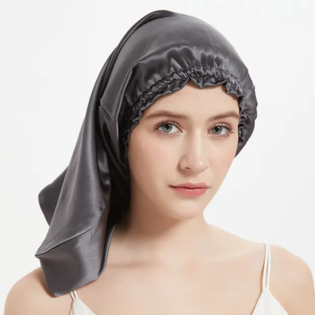 Silk Long Tube Nightcap Hair Care Thermal Heat Cap Dark Gray - Shop at LoveMi