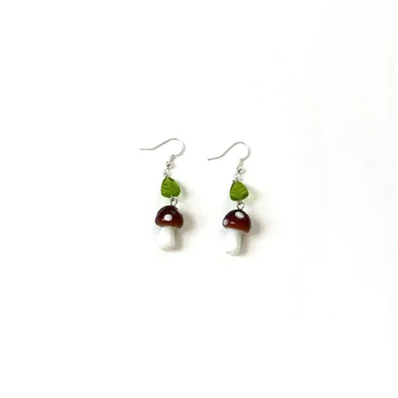 Forest Small Mushroom Cocoa Love Summer Earrings