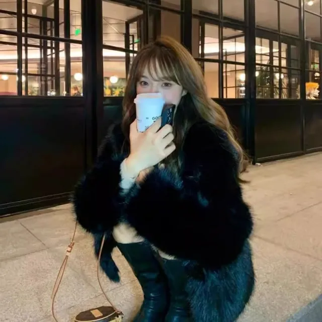 Fashionable New Elegant Furry Women's Coat Black - Shop at LoveMi