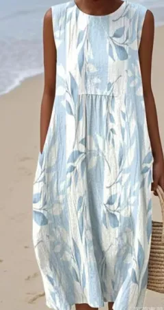 Summer New Sleeveless Printed Temperament Long Dress Dress Casual - Cl8Qket3Jq4Vke22 - View 1