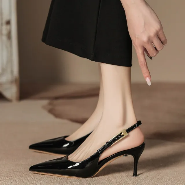 Women's Stiletto Heel Pointed Toe Strap Closed Toe Sandals Black - Shop at LoveMi