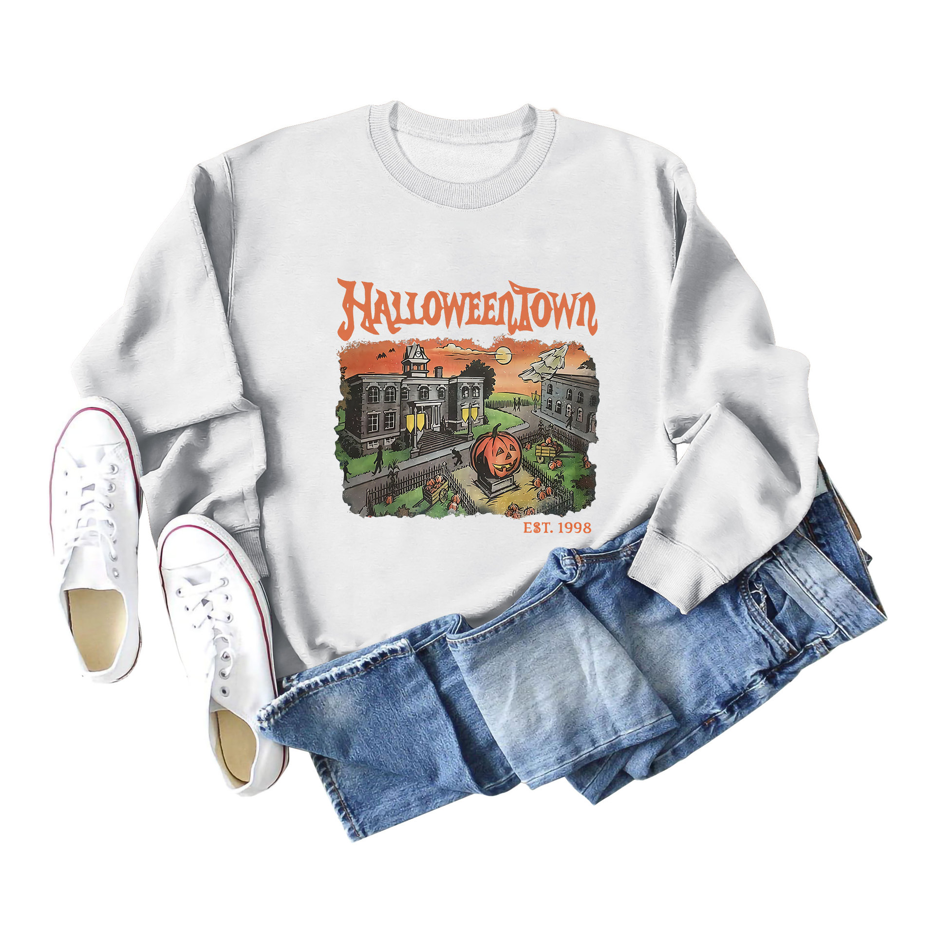 Halloweentown Fun Printing Women's Sweater