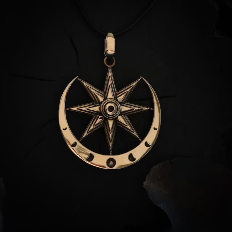 Retro Personalized Moon Pendant Necklace