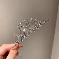 Niche Design Irregular Liquid Metal Barrettes Female Head Shark Clip - Irregular Silver Grip - View 1