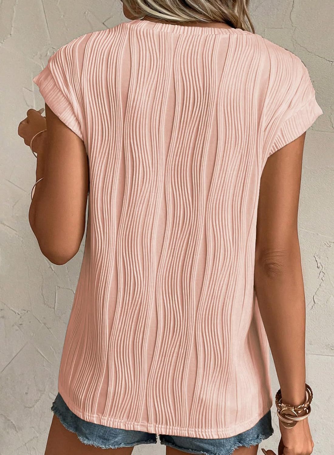 Women's Fashion Tops Round Neck Super Short Sleeve Solid Color Summer T-shirt