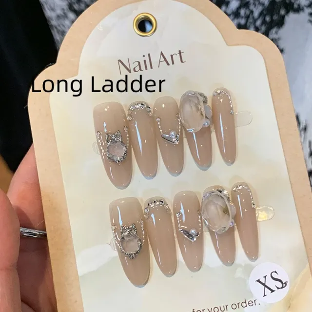 Autumn And Winter White Detachable Nail Tip Wear Armor Long Ladder - Shop at LoveMi