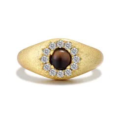 Women's Vintage Brushed Craft Little Finger Ring - Gold - View 1