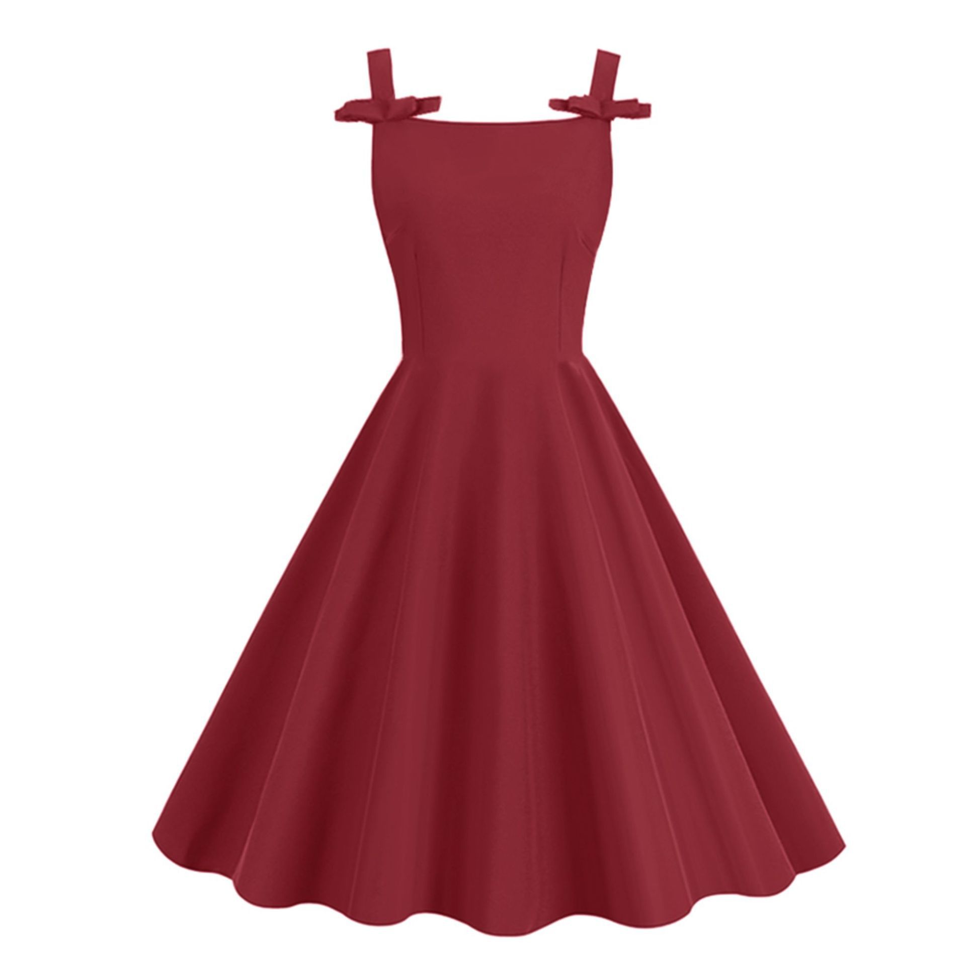Sleeveless Village-color Bow-tie Audrey Hepburn-style Strap Maxi Dress, New Style