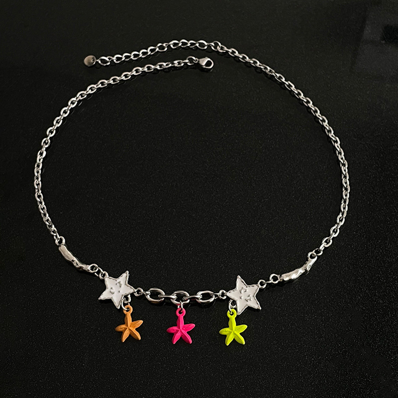 Color Five-pointed Star Stitching Starfish Necklace