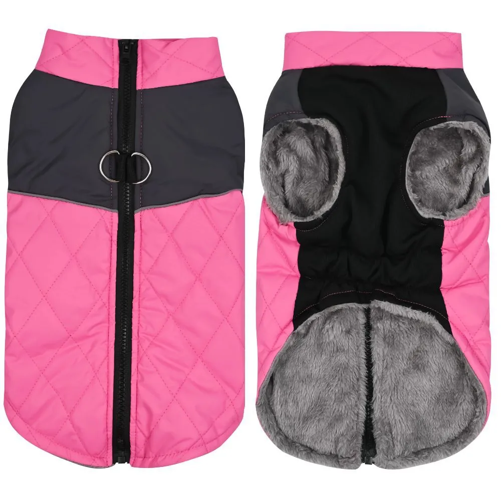 Chest Back Outdoor Pet Clothes Autumn And Winter Dog Clothes Waterproof - Pink