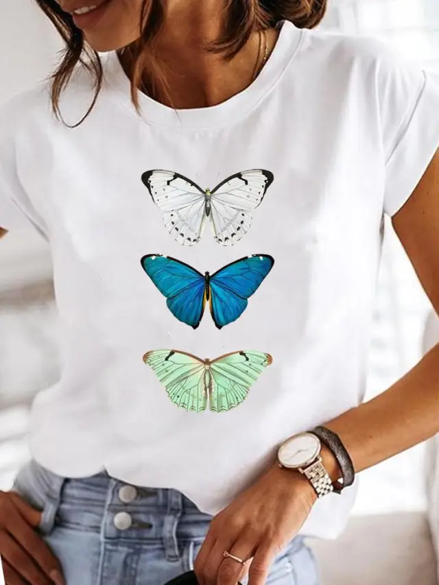 Crew Neck Casual Printed T shirt For Women Ts 2301 9 - Shop at LoveMi