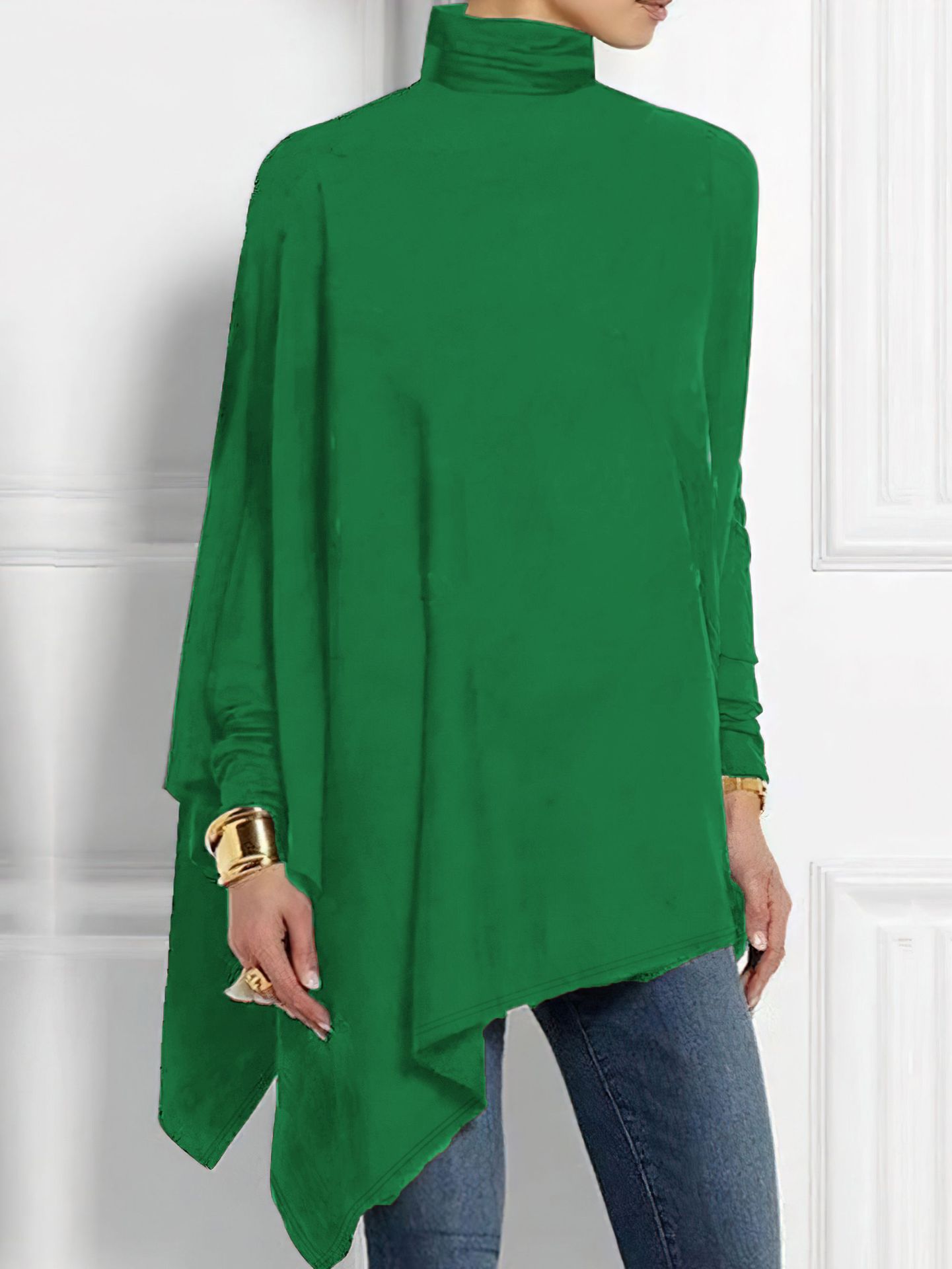 Women's Long sleeved Irregular Bottoming Top Green - Shop at LoveMi