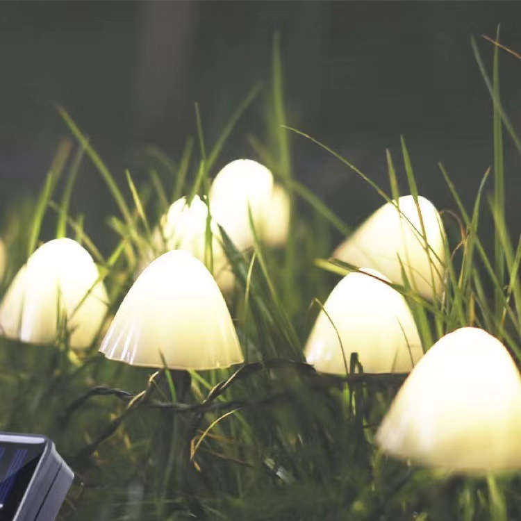 Outdoor Solar LED Mushroom Lamp String – 3.5 M 10 Lights, White Outdoor Solar LED Mushroom Lamp String – 3.5 M 10 Lights, White