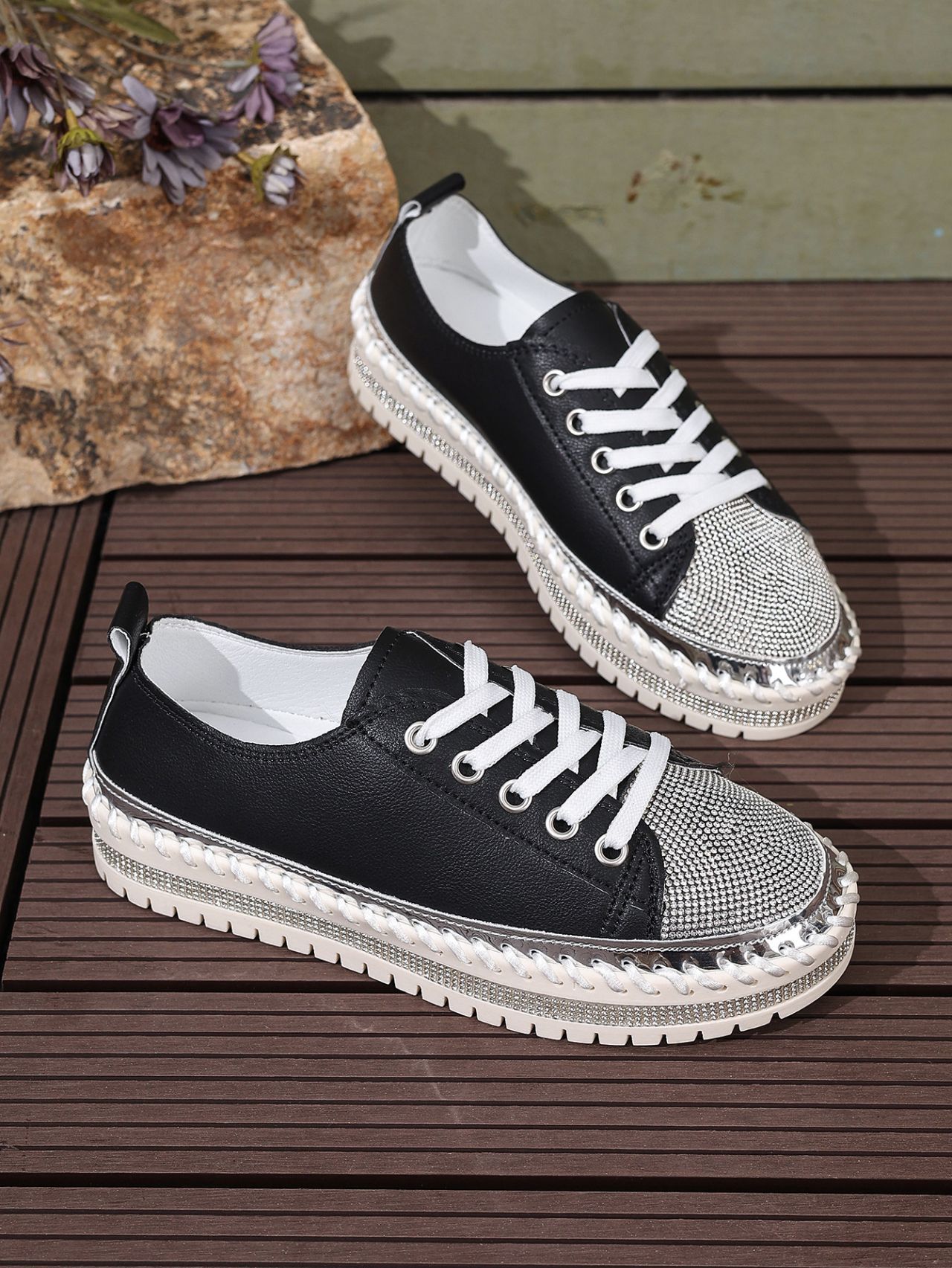 Women’s Plus Size White Sneakers – Chunky Sole Shoes