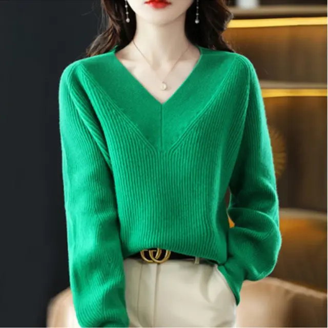 Autumn Fashion Loose Knitted Long Sleeves Fashion Loose Sweater Green - Shop at LoveMi