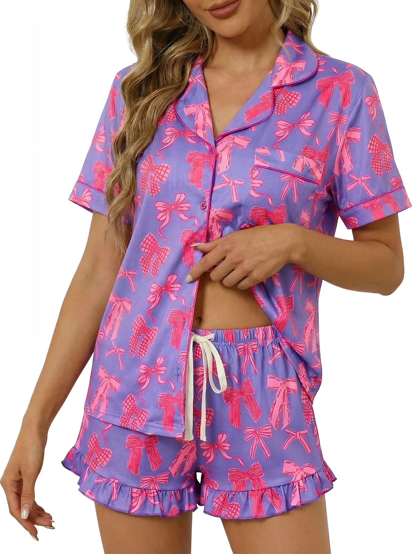 Cute Cartoon Short-sleeve And Shorts Loungewear Set