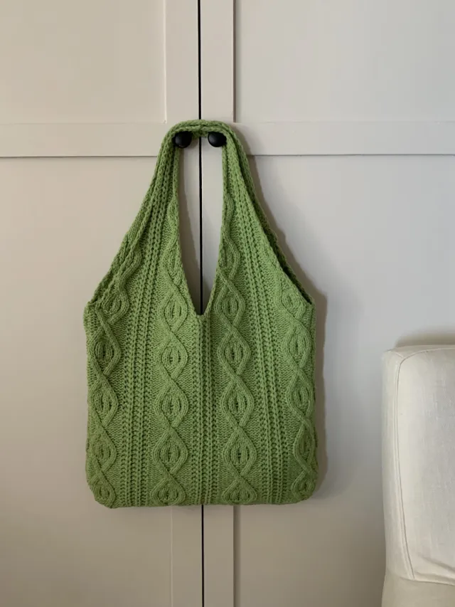 Retro Knitted Bag Handmade Wool Weaving Green - Shop at LoveMi