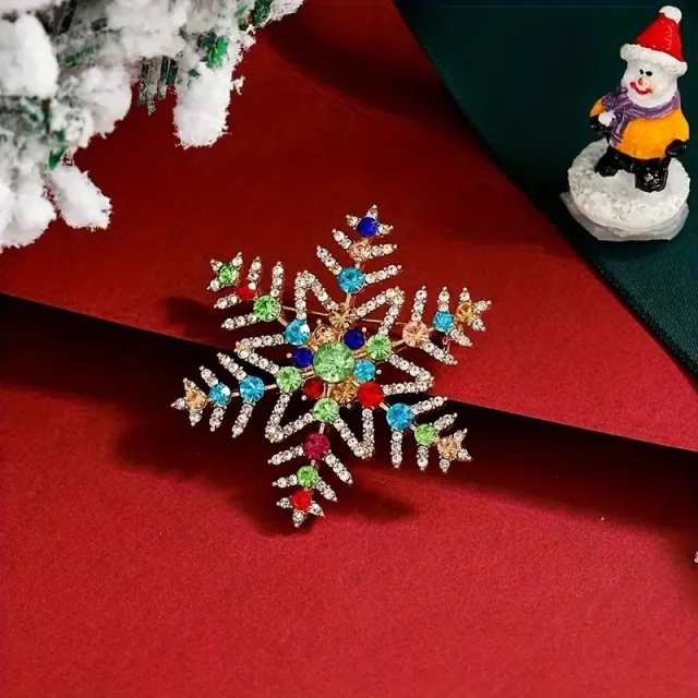 Creative Alloy Inlaid Colorful Rhinestone Christmas Snowflake Brooch Snowflake Brooch - Shop at LoveMi