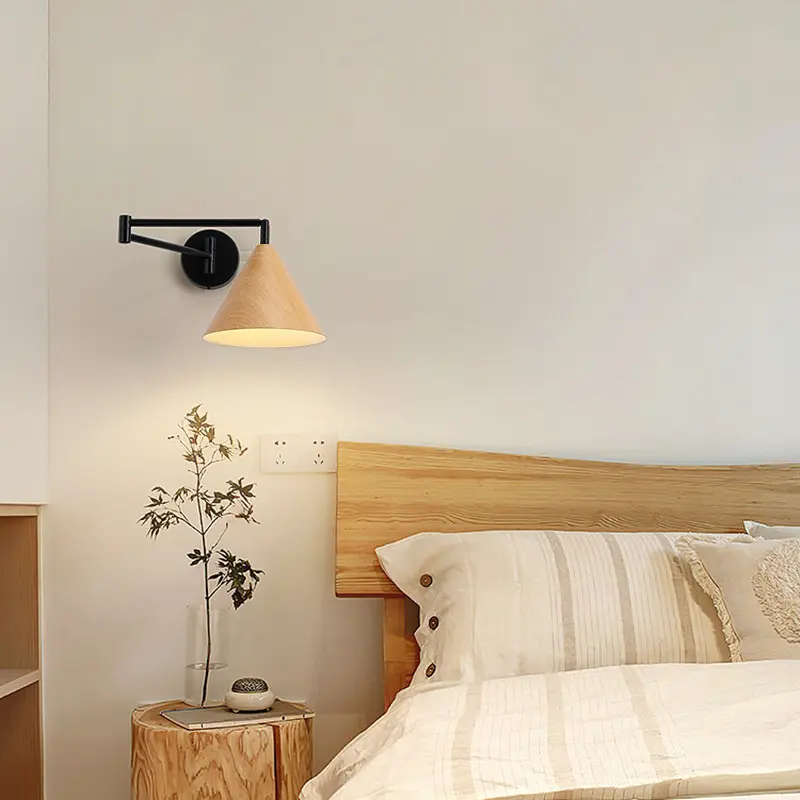 Simple Nordic Retractable Wood Grain Rocker Arm