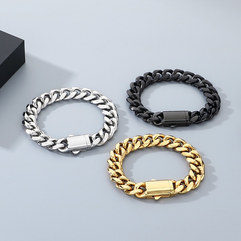 Fashionable And Minimalist Round-polished Cuban-link Bracelet For Men And Women