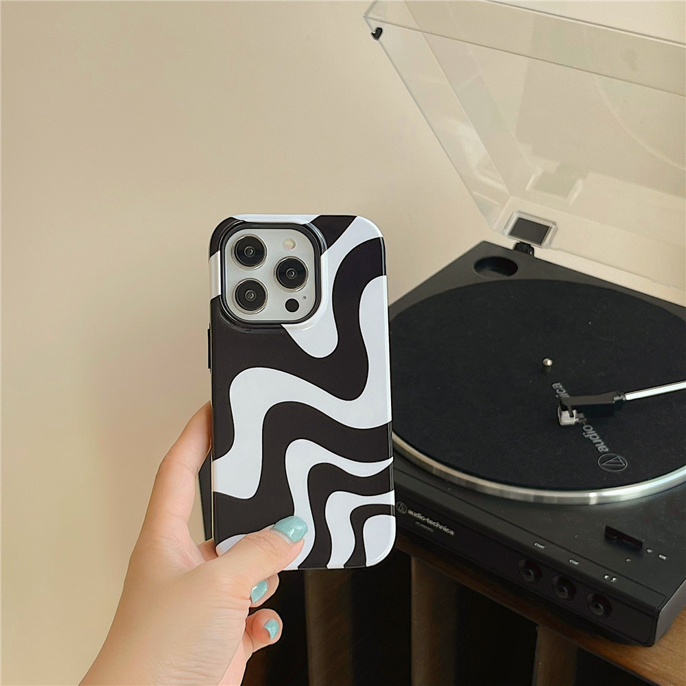 Ins Black And White Irregular Stripes Phone Case - Image 7