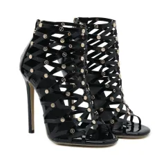 Women's Fashion Hollowed-out Sandal Boots High Heels - Black - View 1