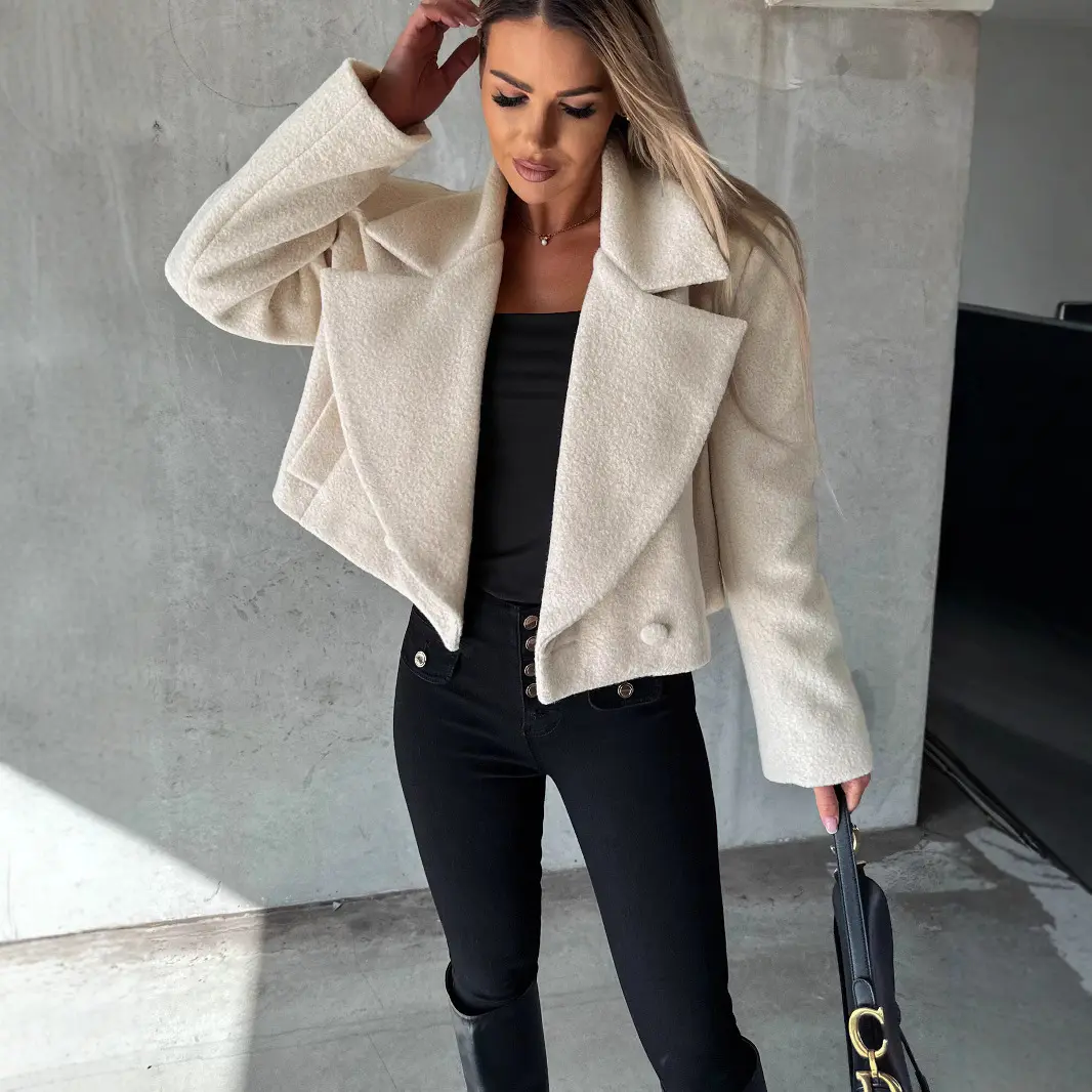 Trendy Woolen Cropped Oversized Coat