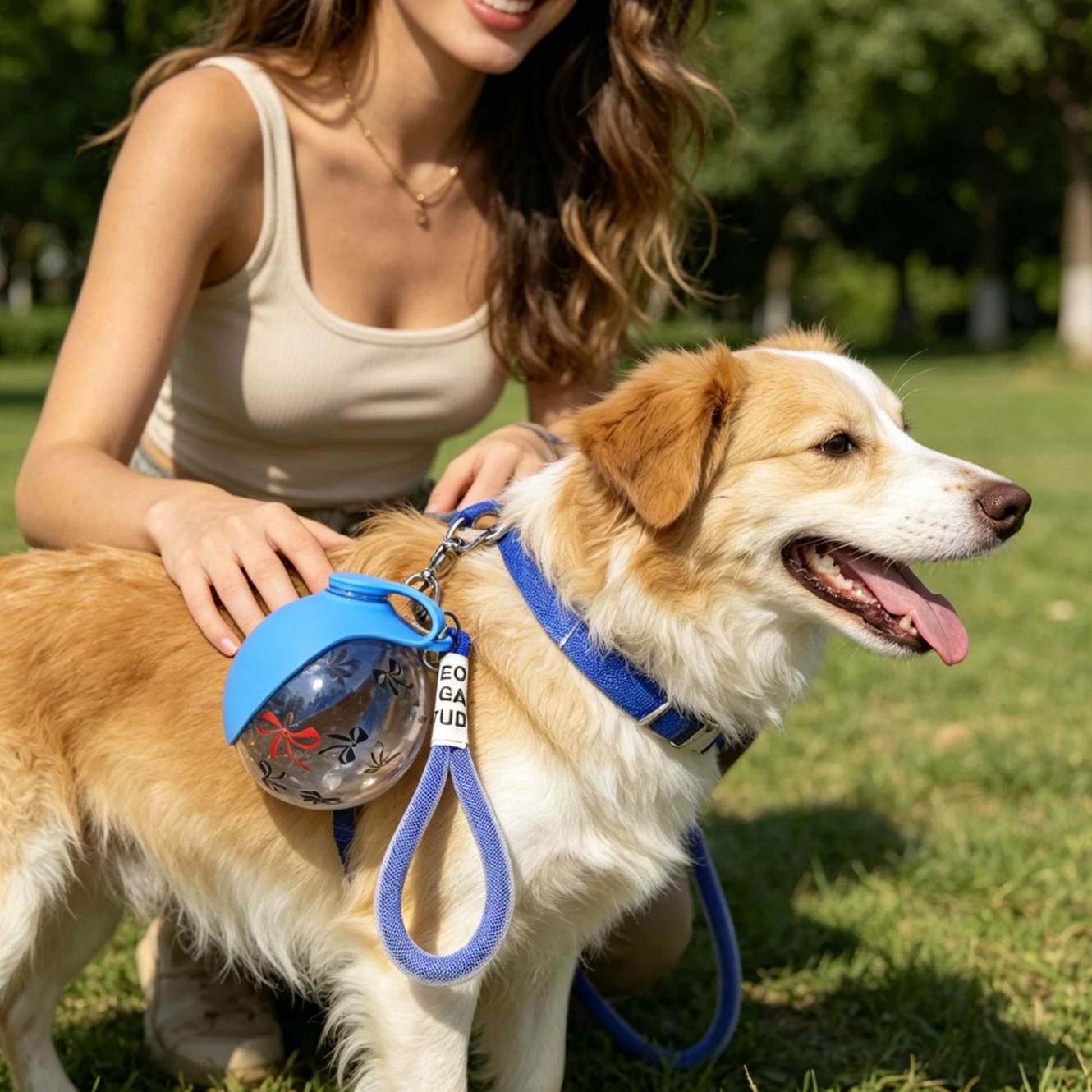 Bouteille d'eau pliable pour chien et chat — Gourde silicone à crochet 1