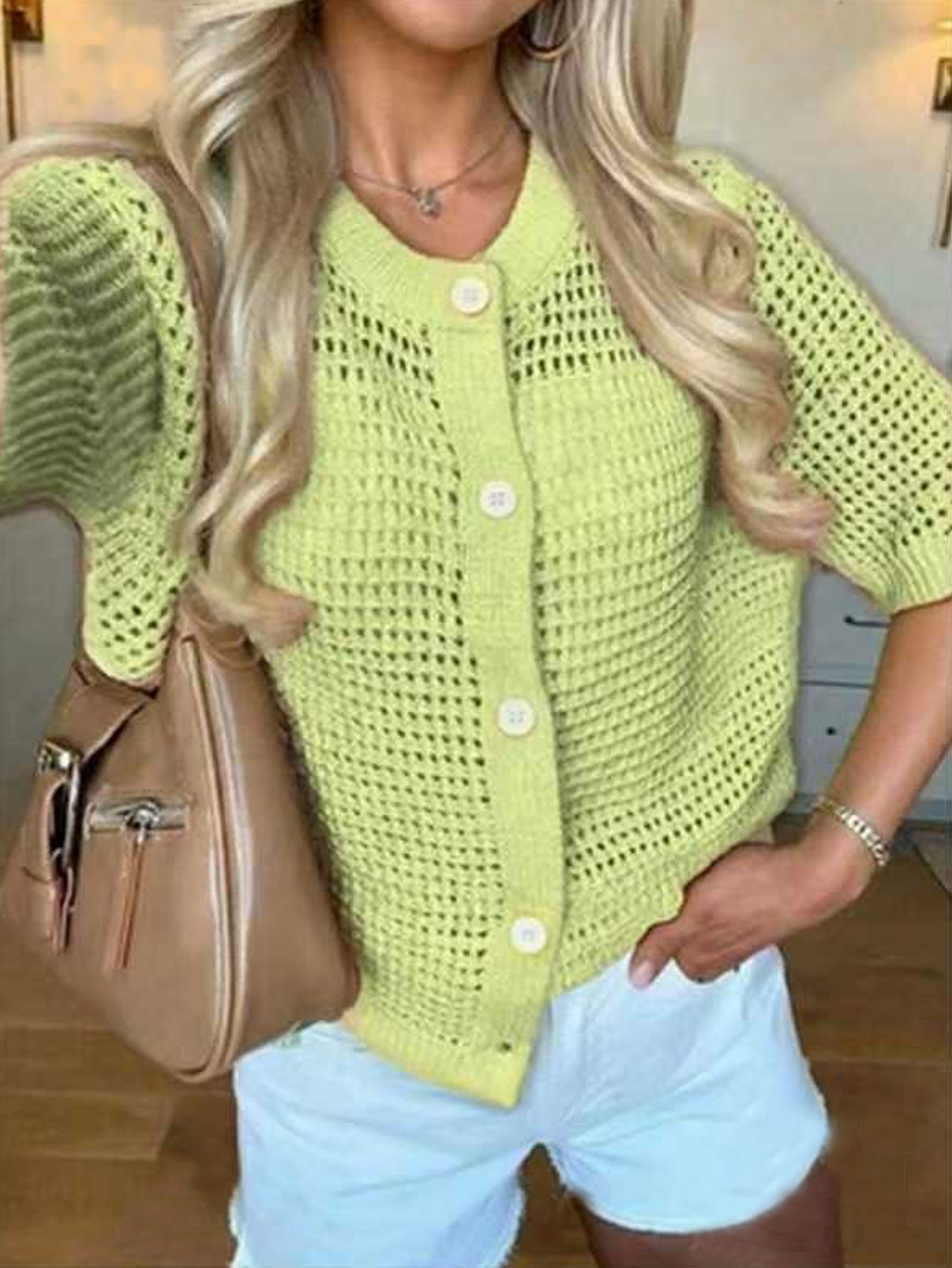 Women's knit open-front cardigan in rose red – elegant casual layering piece