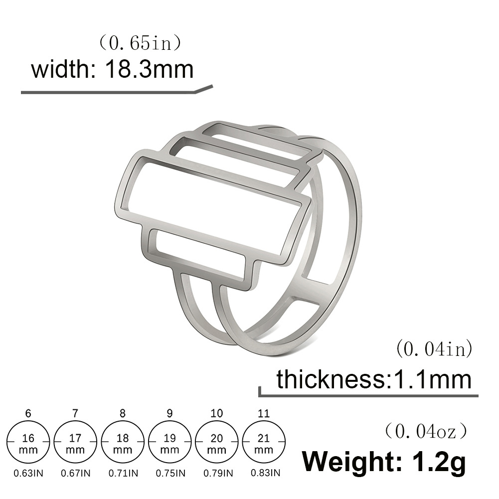 Geometric Building Shape Stainless Steel Ring