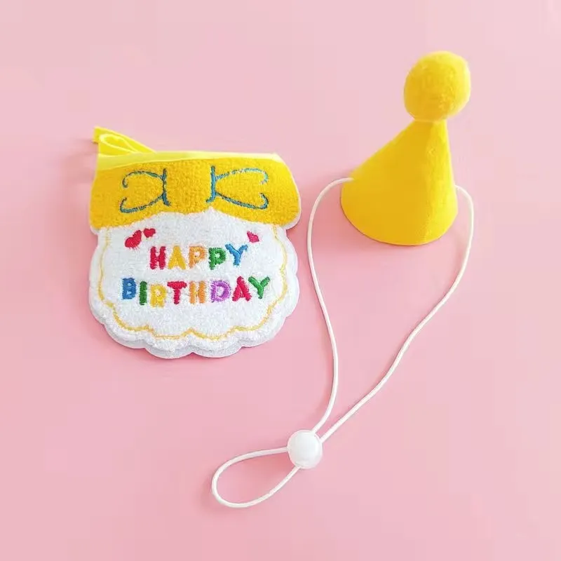 Pet Dog Fashion Special Decoration Bib Hat - Yellow Bib Hat