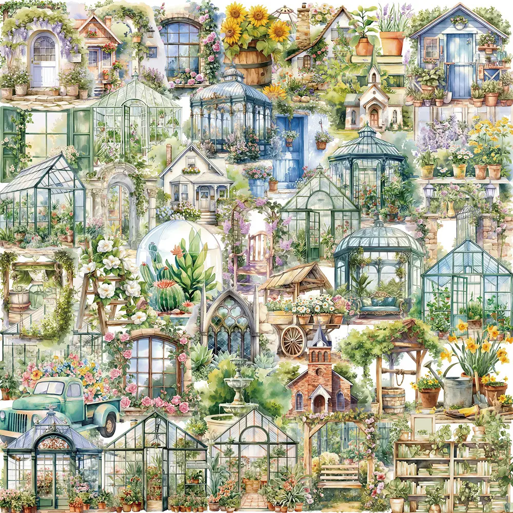 PET Transparent Garden Cottage Decorative Stickers
