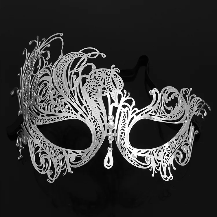 Diamond Iron Mask Ball Supplies Half Face Eye Mask - Silver