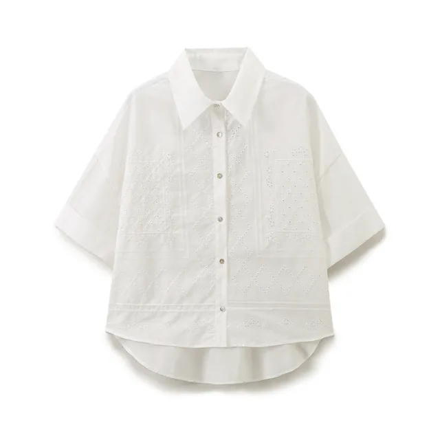 Embroidered Polyester Shorts Silk Shirt Red - Shop at LoveMi