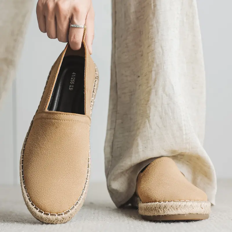 Mens Linen Fisherman Shoes Breathable Canvas