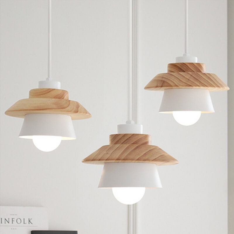 Alloy Japanese Wooden Modern Minimalist Restaurant Small Pendant Lamp - Image 8
