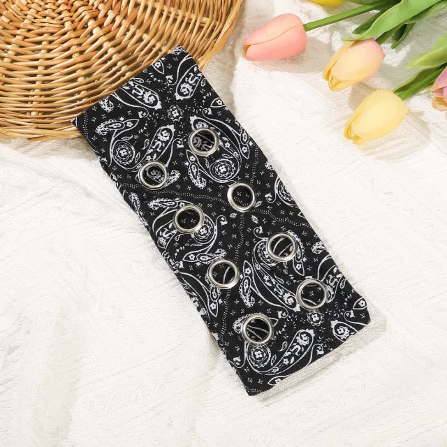 Punk Metal Circle Hip Hop Pullover Hair Band Black Cashew Nut Color - Shop at LoveMi
