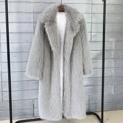 Women's Fashion Over The Knee Suit Coat Overcoat - Light Grey - View 1