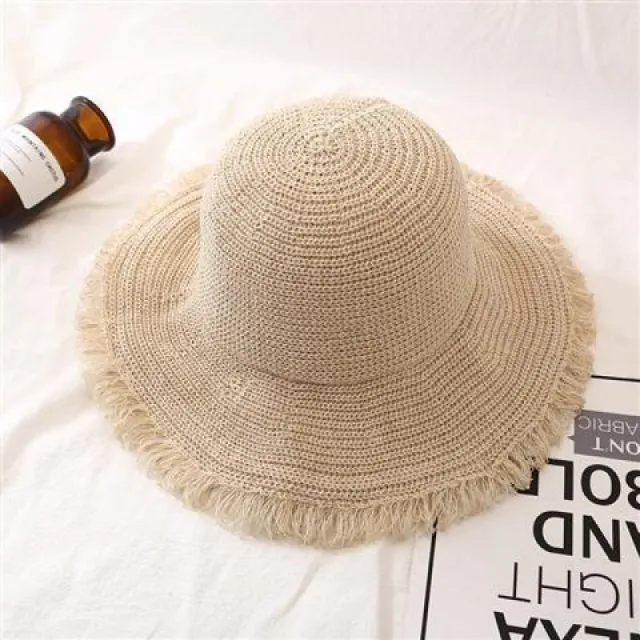 Large Brim Breathable Straw Hat Summer Sunshade Beige - Shop at LoveMi