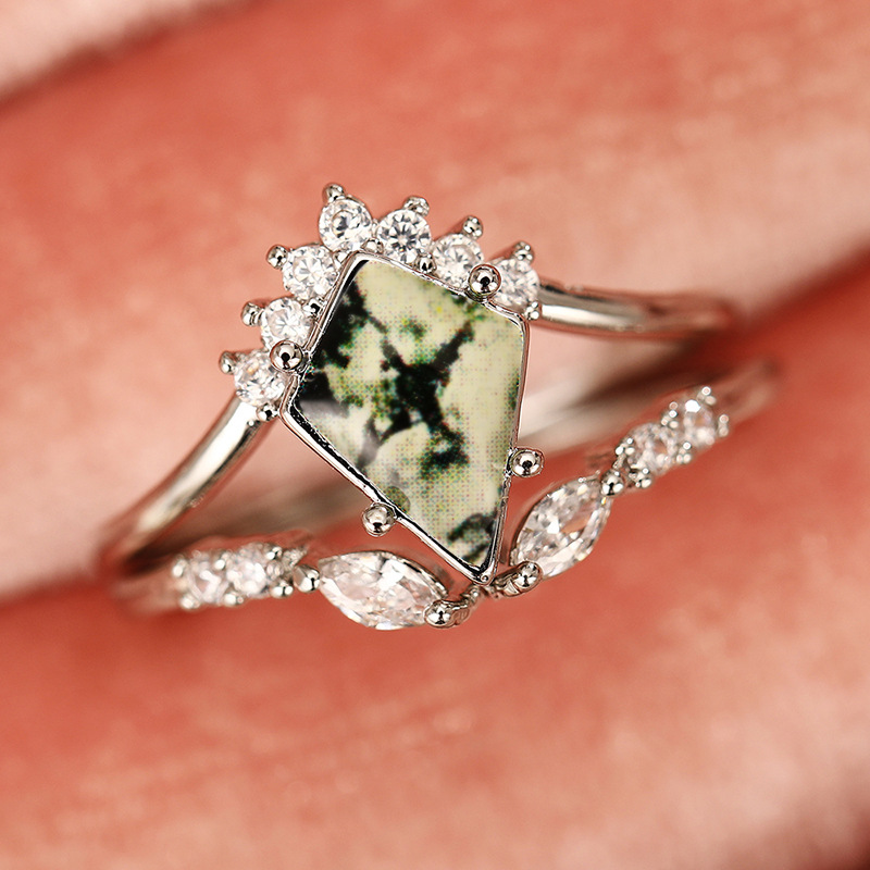 Geometric Zircon Inlay Ring, picture 2 of 3