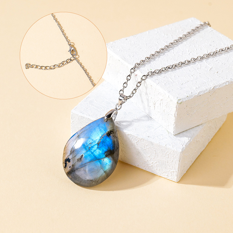 Natural Crystal Labradorite Teardrop Pendant