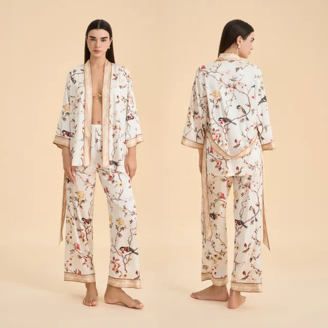 Floral print Satin Chiffon Loungewear Set Floral - Shop at LoveMi