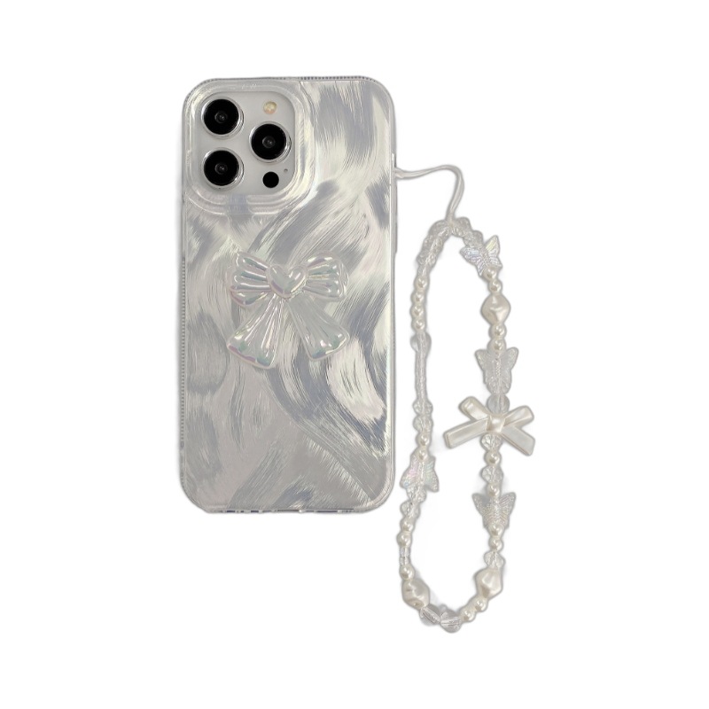 Luxury Feather Yarn Bow Knot Chain Phone Case